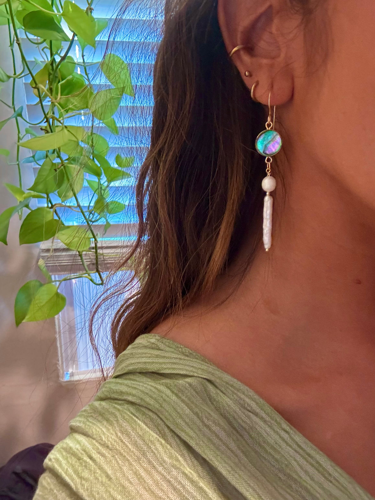 Green Flash Teardrop Earrings